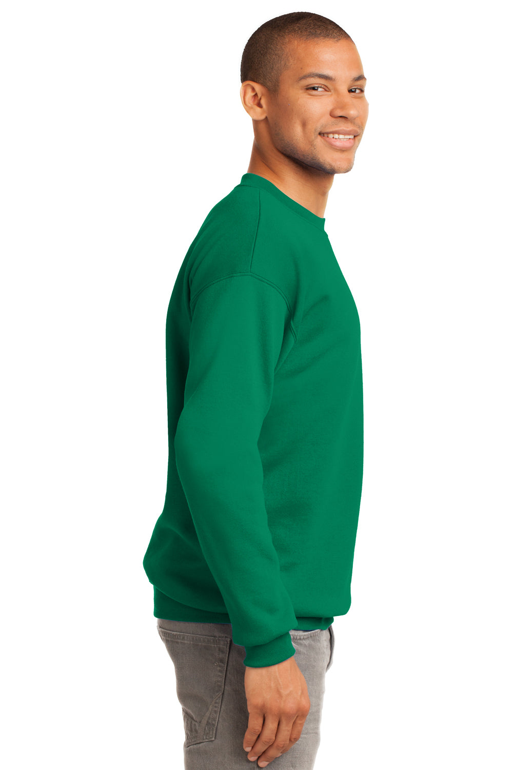 Port & Company PC90 Mens Essential Fleece Crewneck Sweatshirt Kelly Green Side