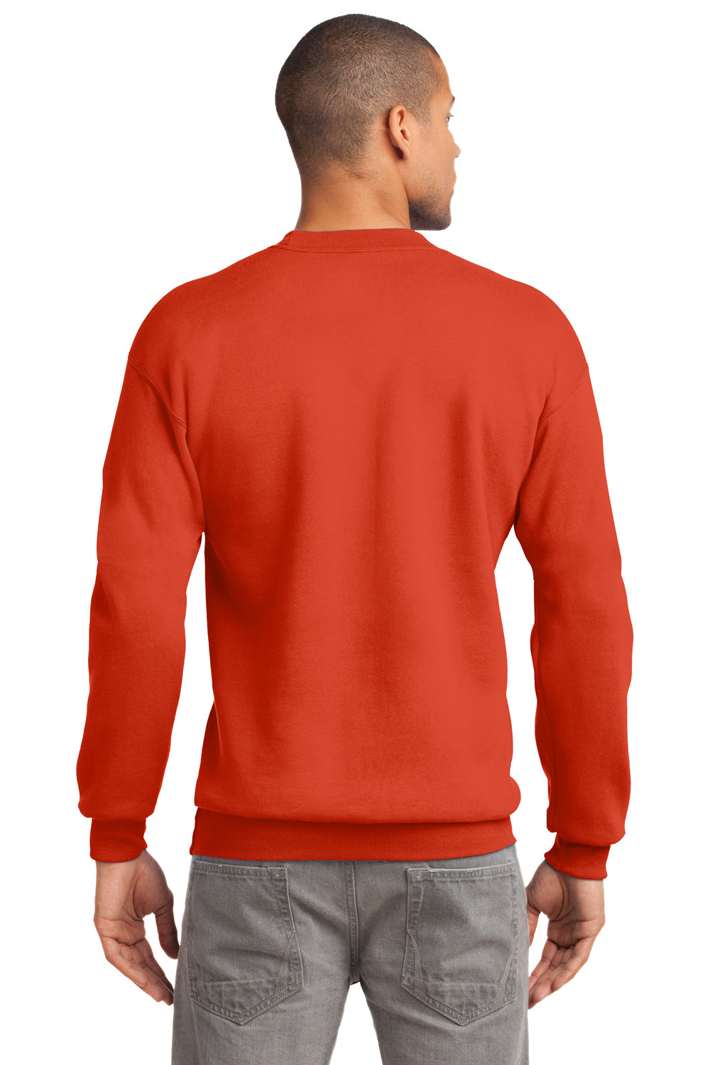 Port & Company PC90 Mens Essential Fleece Crewneck Sweatshirt Orange Back