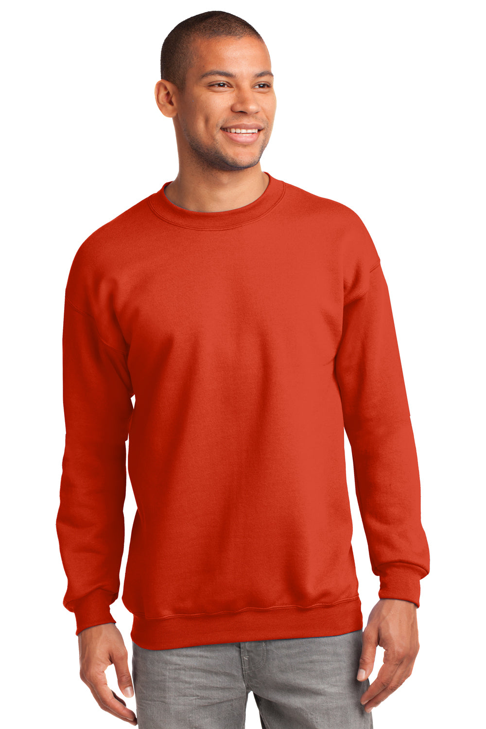 Port & Company PC90 Mens Essential Fleece Crewneck Sweatshirt Orange Front