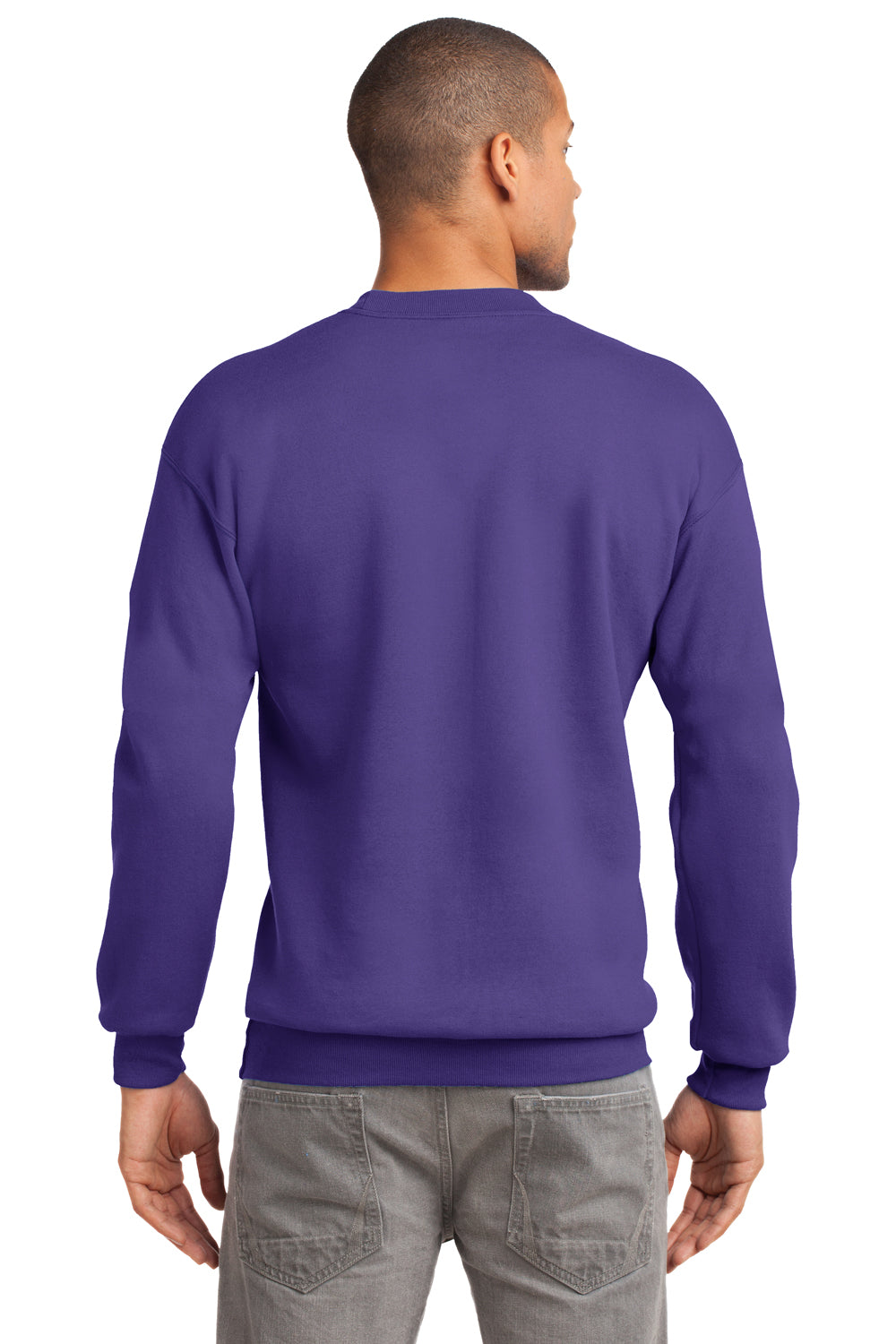 Port & Company PC90 Mens Essential Fleece Crewneck Sweatshirt Purple Back