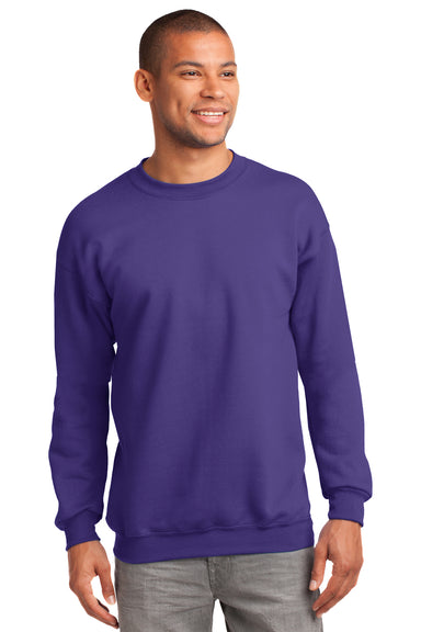 Port & Company PC90 Mens Essential Fleece Crewneck Sweatshirt Purple Front
