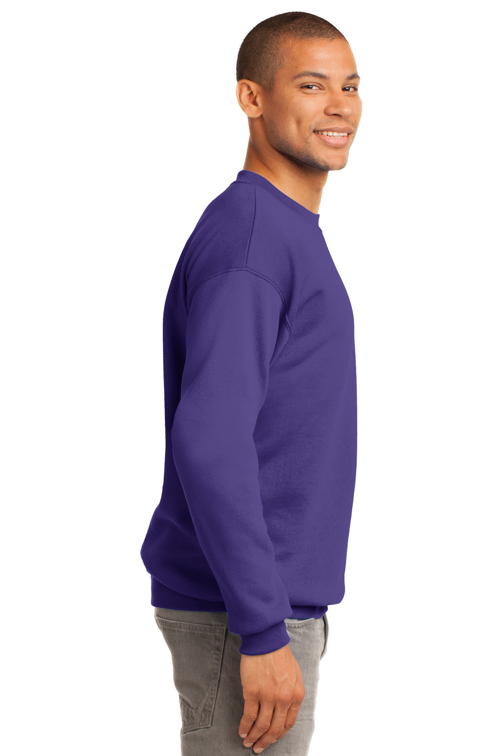 Port & Company PC90 Mens Essential Fleece Crewneck Sweatshirt Purple Side