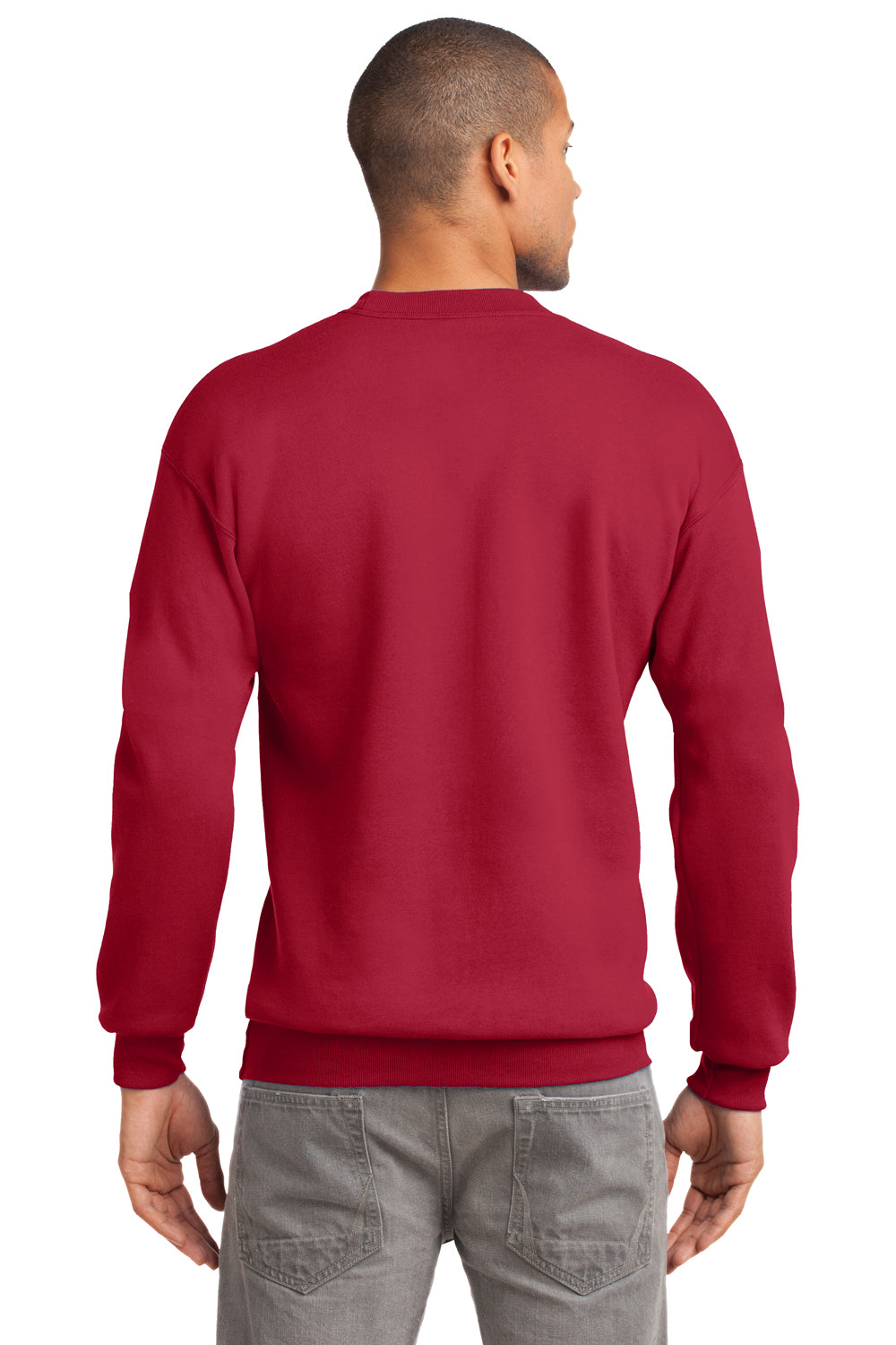 Port & Company PC90 Mens Essential Fleece Crewneck Sweatshirt Red Back