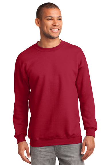 Port & Company PC90 Mens Essential Fleece Crewneck Sweatshirt Red Front