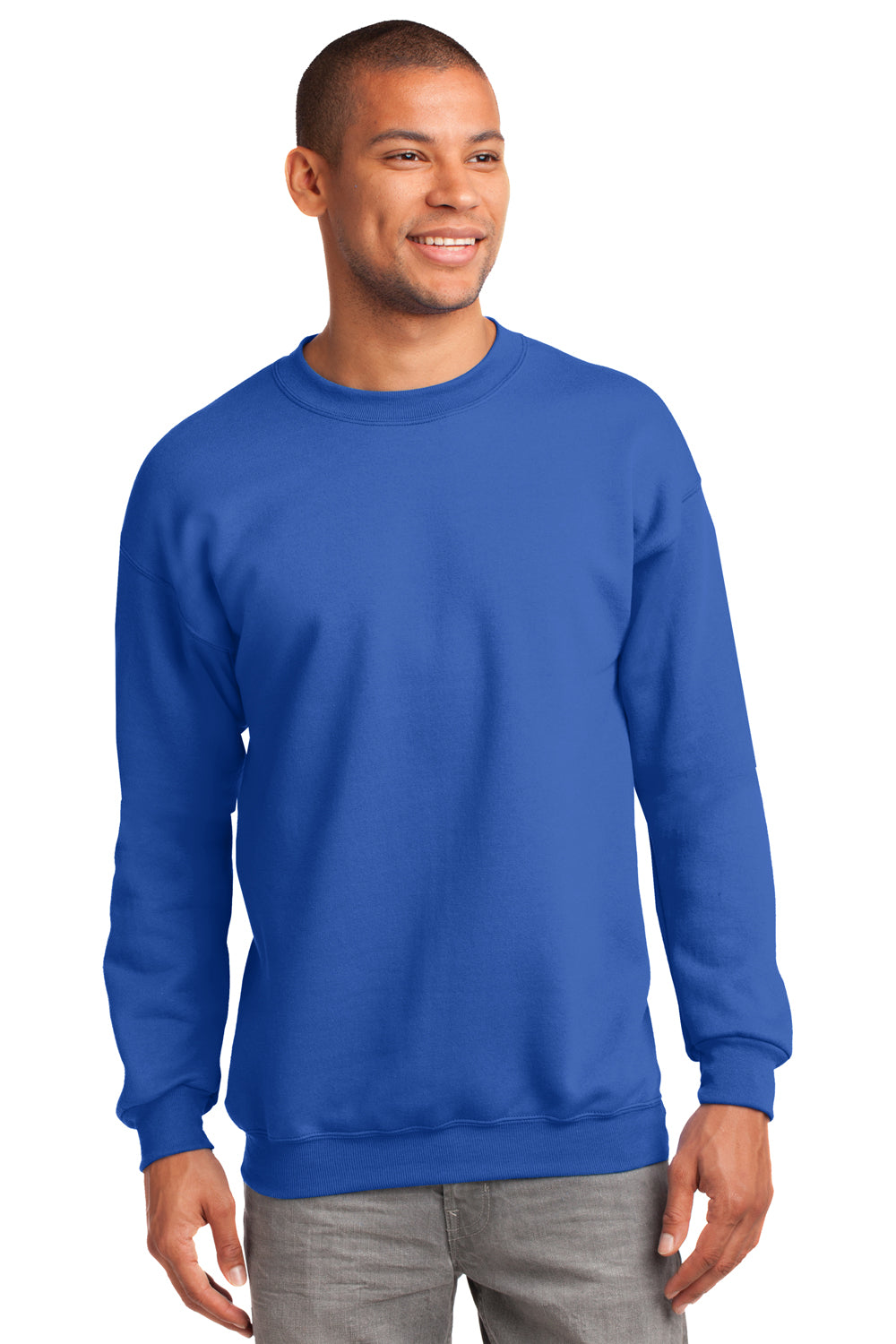 Port & Company PC90 Mens Essential Fleece Crewneck Sweatshirt Royal Blue Front
