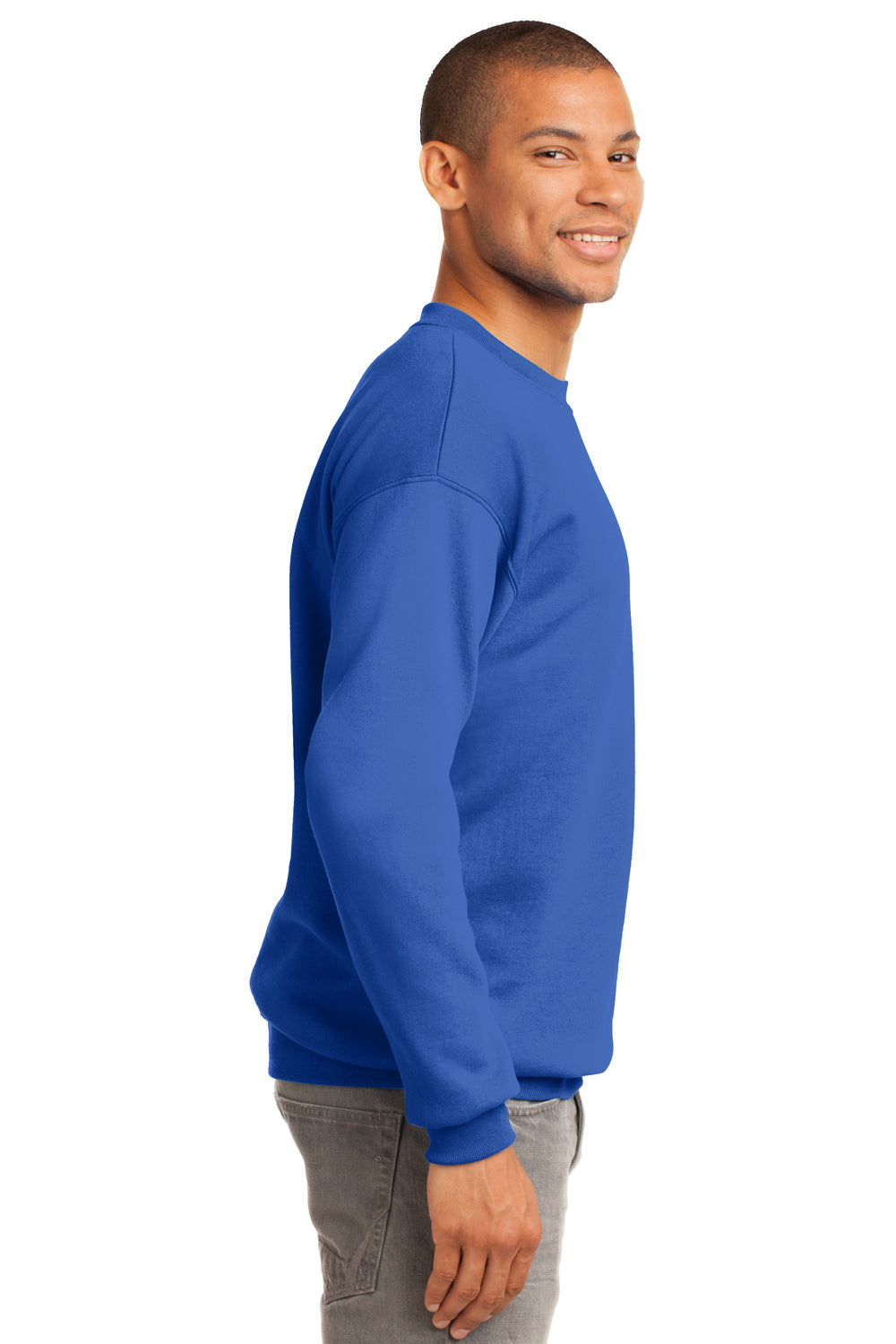 Port & Company PC90 Mens Essential Fleece Crewneck Sweatshirt Royal Blue Side