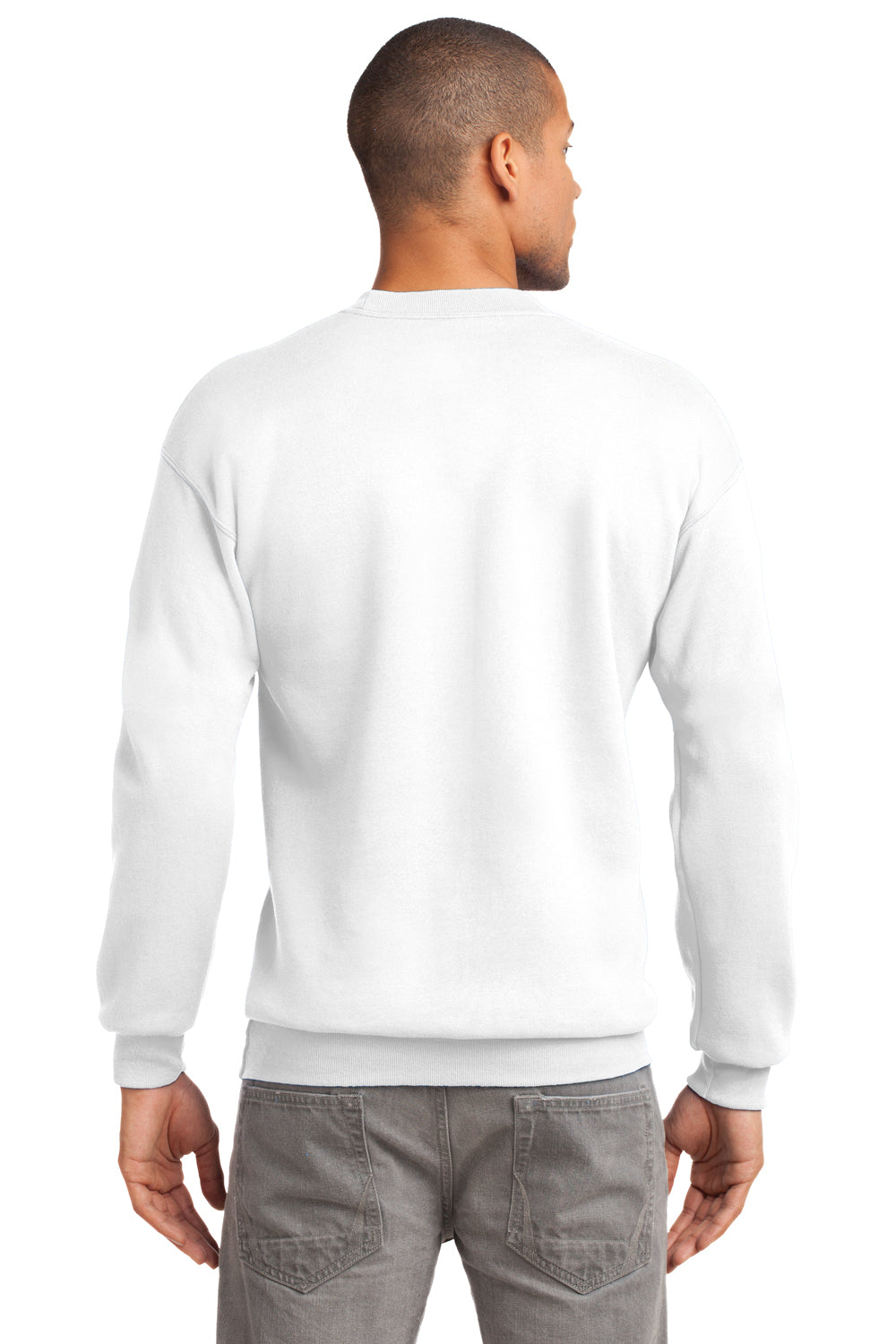 Port & Company PC90 Mens Essential Fleece Crewneck Sweatshirt White Back