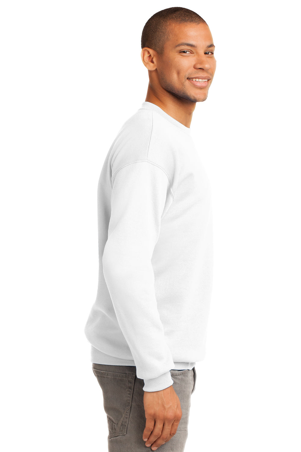Port & Company PC90 Mens Essential Fleece Crewneck Sweatshirt White Side