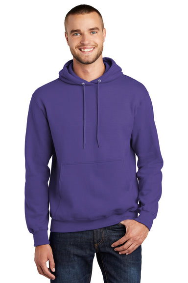 Port & Company PC90H Mens Essential Fleece Hooded Sweatshirt Hoodie Purple Front