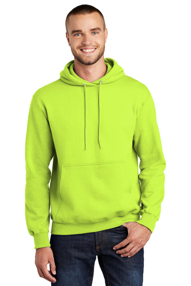 Port & Company PC90H Mens Essential Fleece Hooded Sweatshirt Hoodie Safety Green Front