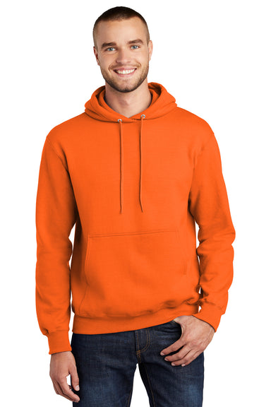 Port & Company PC90H Mens Essential Fleece Hooded Sweatshirt Hoodie Safety Orange Front
