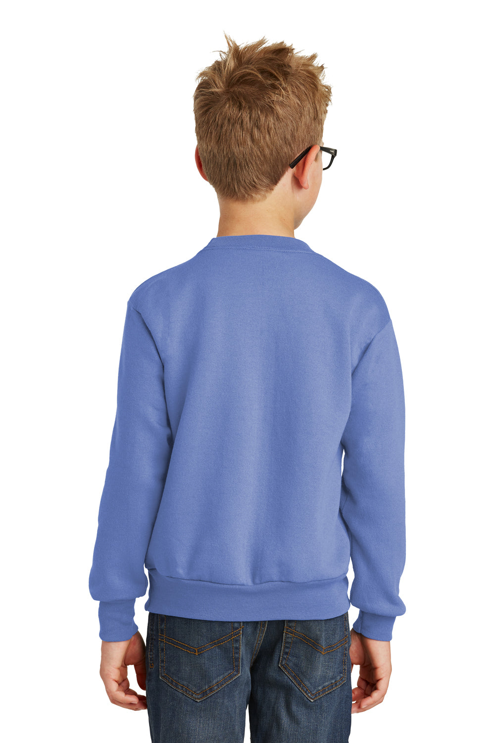 Port & Company PC90Y Youth Core Fleece Crewneck Sweatshirt Carolina Blue Back