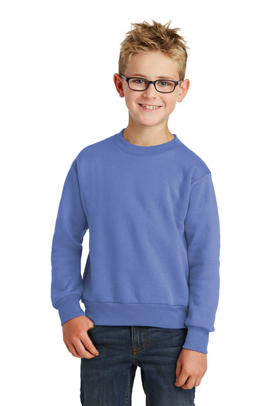 Port & Company PC90Y Youth Core Fleece Crewneck Sweatshirt Carolina Blue Front