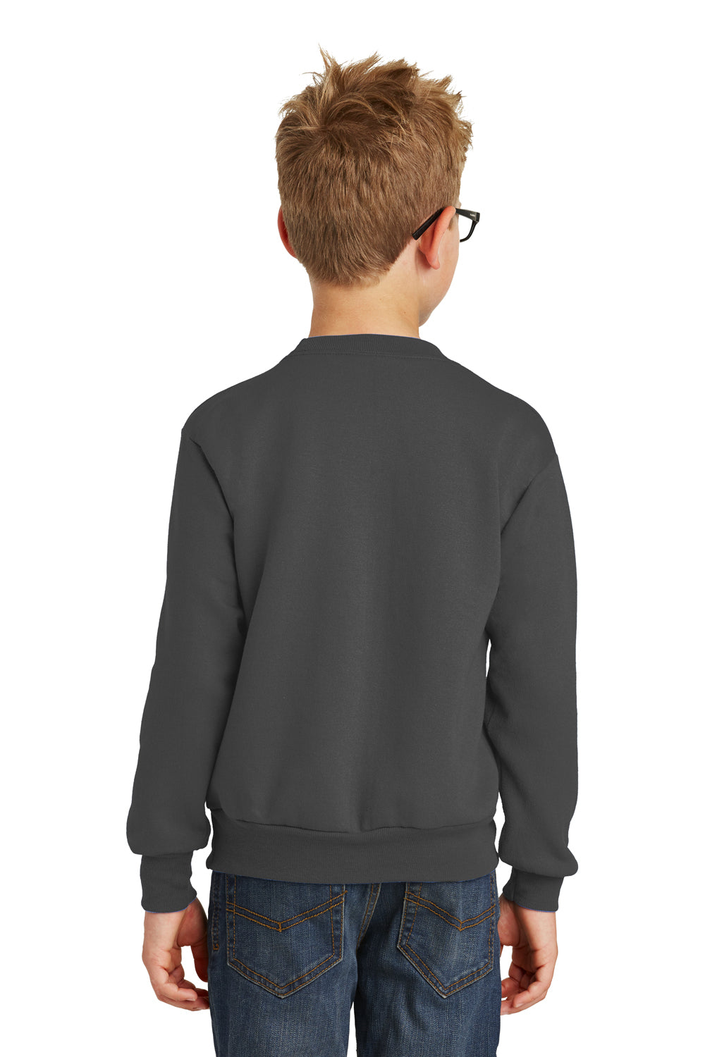 Port & Company PC90Y Youth Core Fleece Crewneck Sweatshirt Charcoal Grey Back