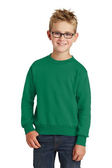 Port & Company PC90Y Youth Core Fleece Crewneck Sweatshirt Kelly Green Front