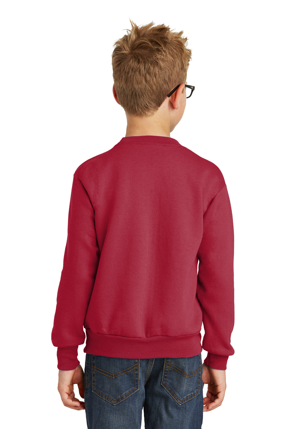 Port & Company PC90Y Youth Core Fleece Crewneck Sweatshirt Red Back