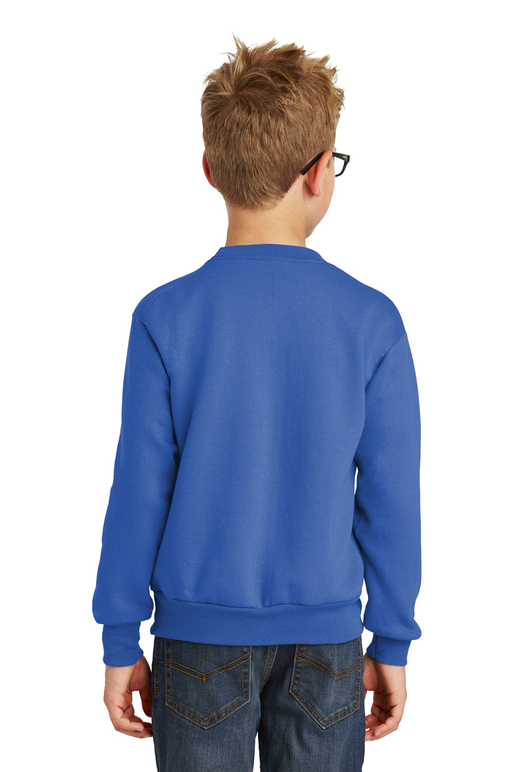 Port & Company PC90Y Youth Core Fleece Crewneck Sweatshirt Royal Blue Back