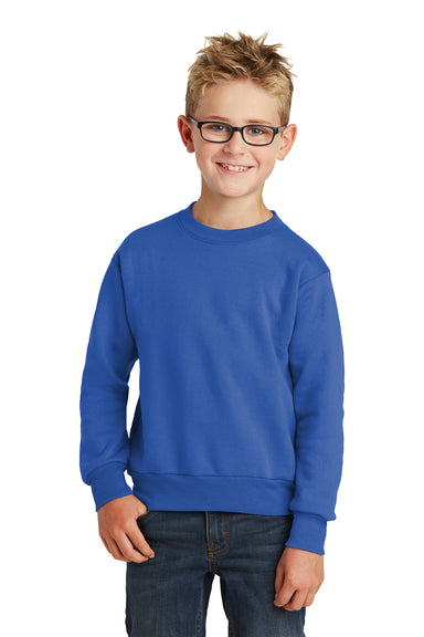 Port & Company PC90Y Youth Core Fleece Crewneck Sweatshirt Royal Blue Front