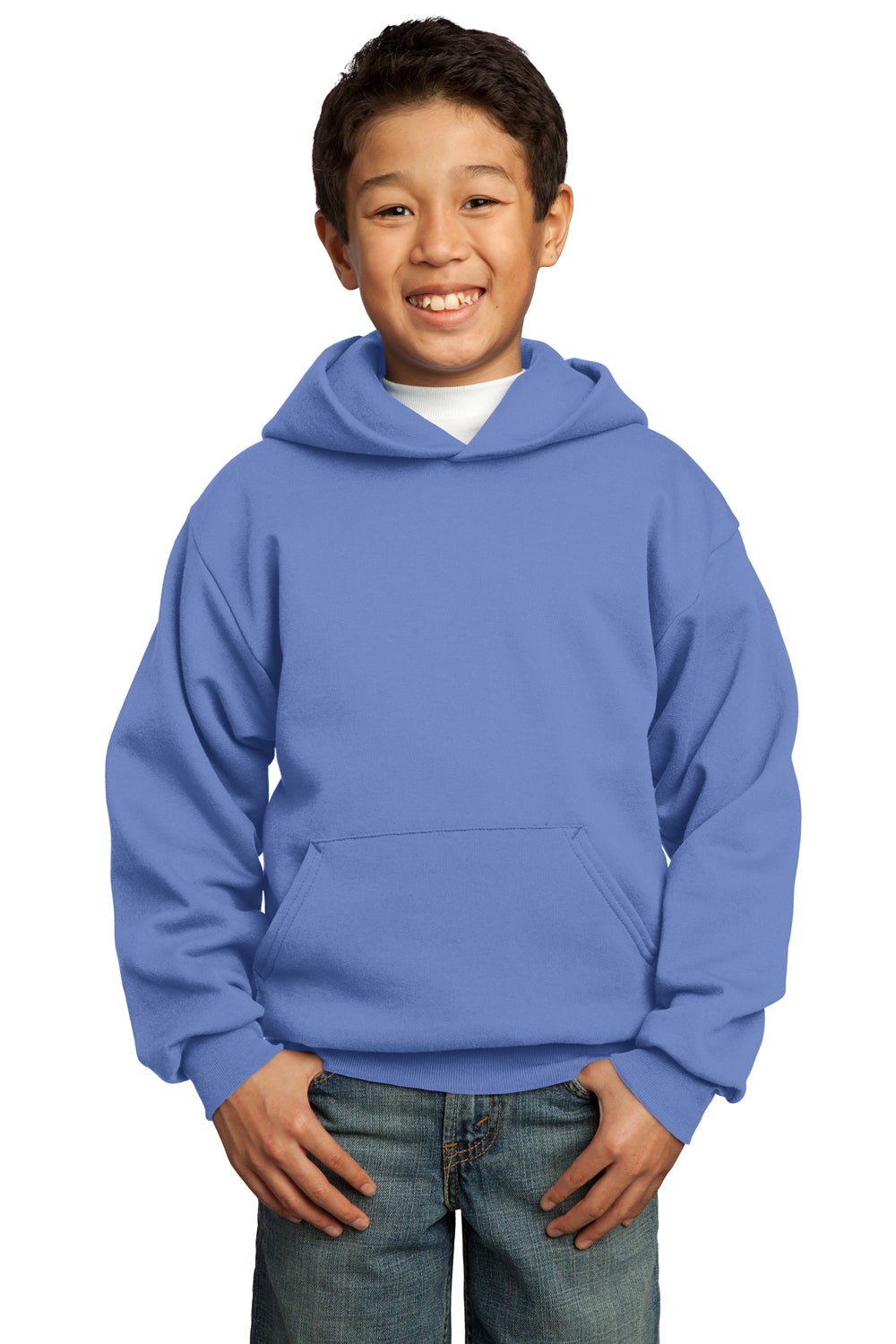 Port & Company PC90YH Youth Core Fleece Hooded Sweatshirt Hoodie Carolina Blue Front