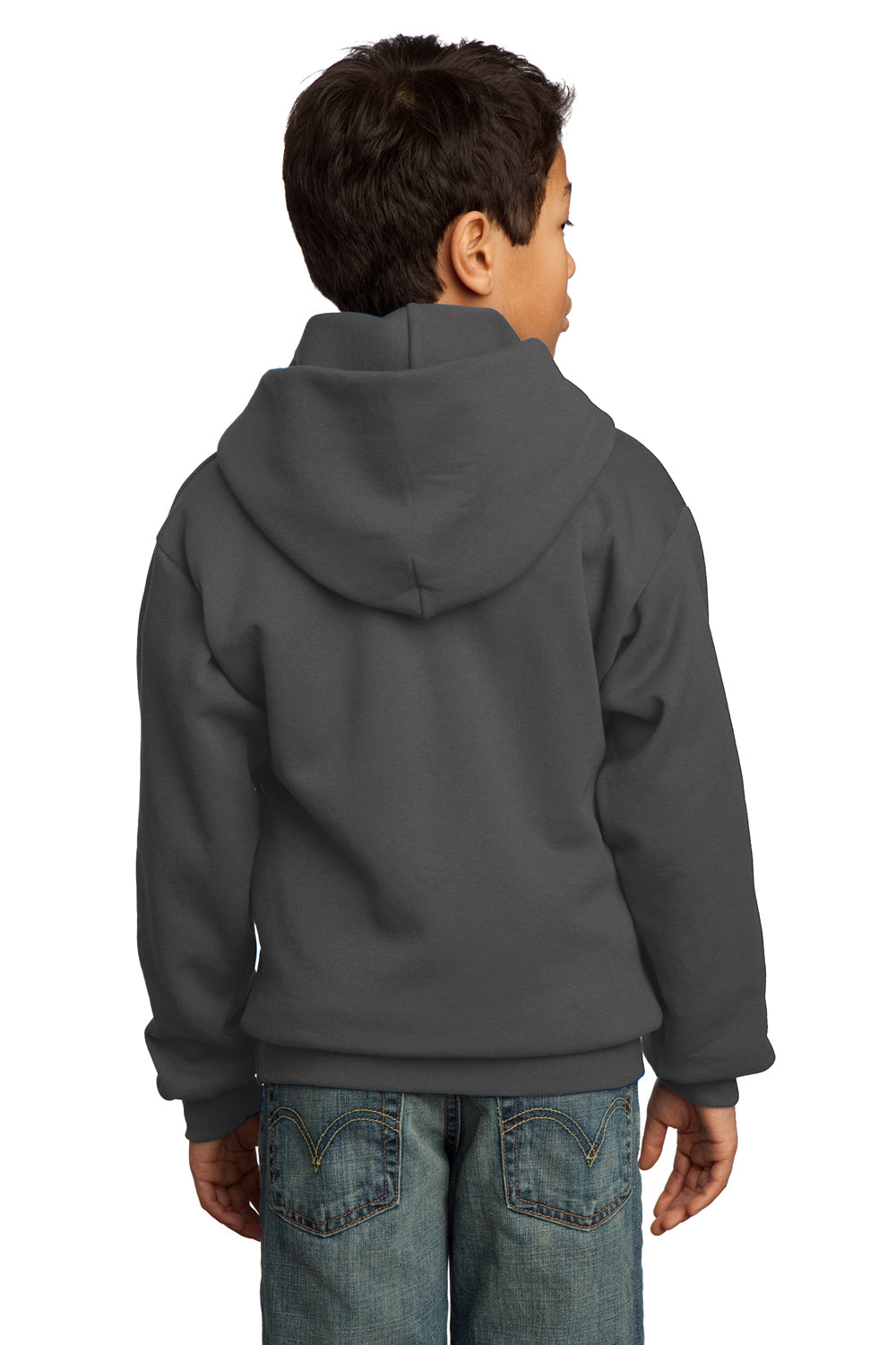 Port & Company PC90YH Youth Core Fleece Hooded Sweatshirt Hoodie Charcoal Grey Back
