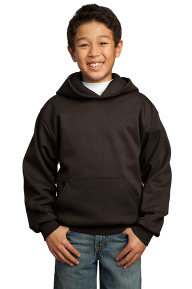 Port & Company PC90YH Youth Core Fleece Hooded Sweatshirt Hoodie Chocolate Brown Front