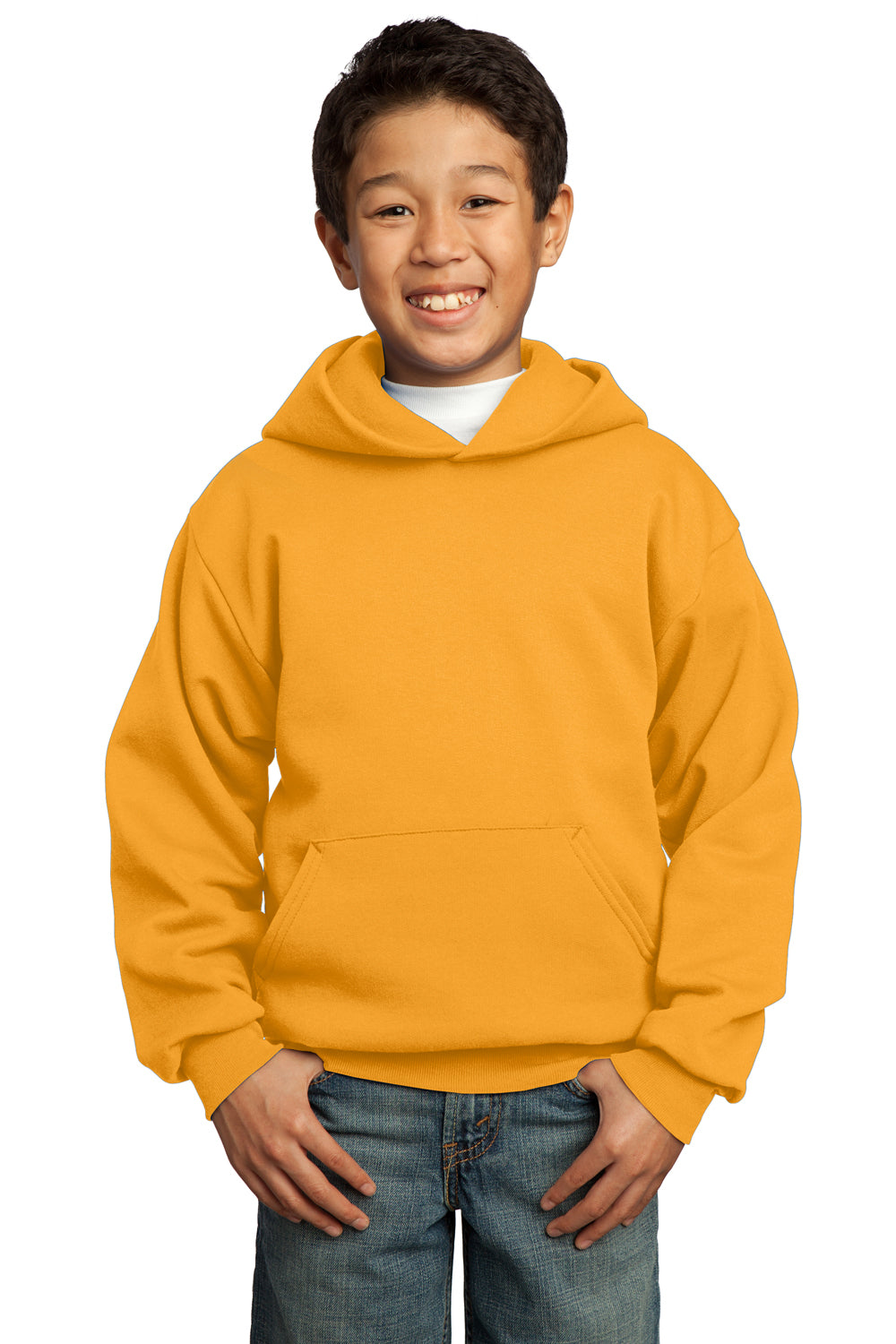 Port & Company PC90YH Youth Core Fleece Hooded Sweatshirt Hoodie Gold Front