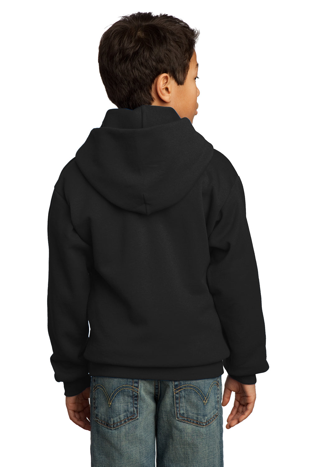 Port & Company PC90YH Youth Core Fleece Hooded Sweatshirt Hoodie Black Back