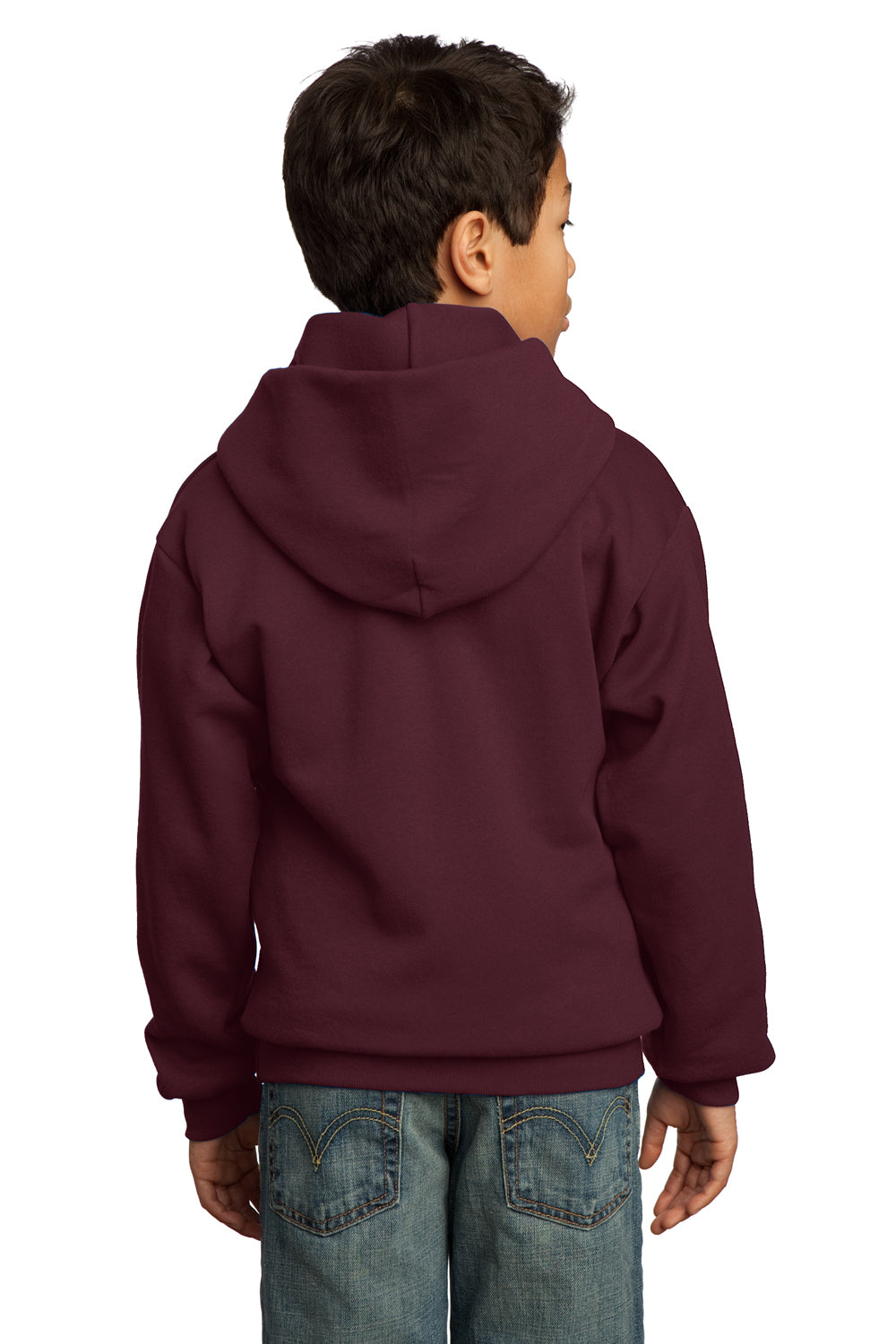 Port & Company PC90YH Youth Core Fleece Hooded Sweatshirt Hoodie Maroon Back