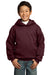 Port & Company PC90YH Youth Core Fleece Hooded Sweatshirt Hoodie Maroon Front