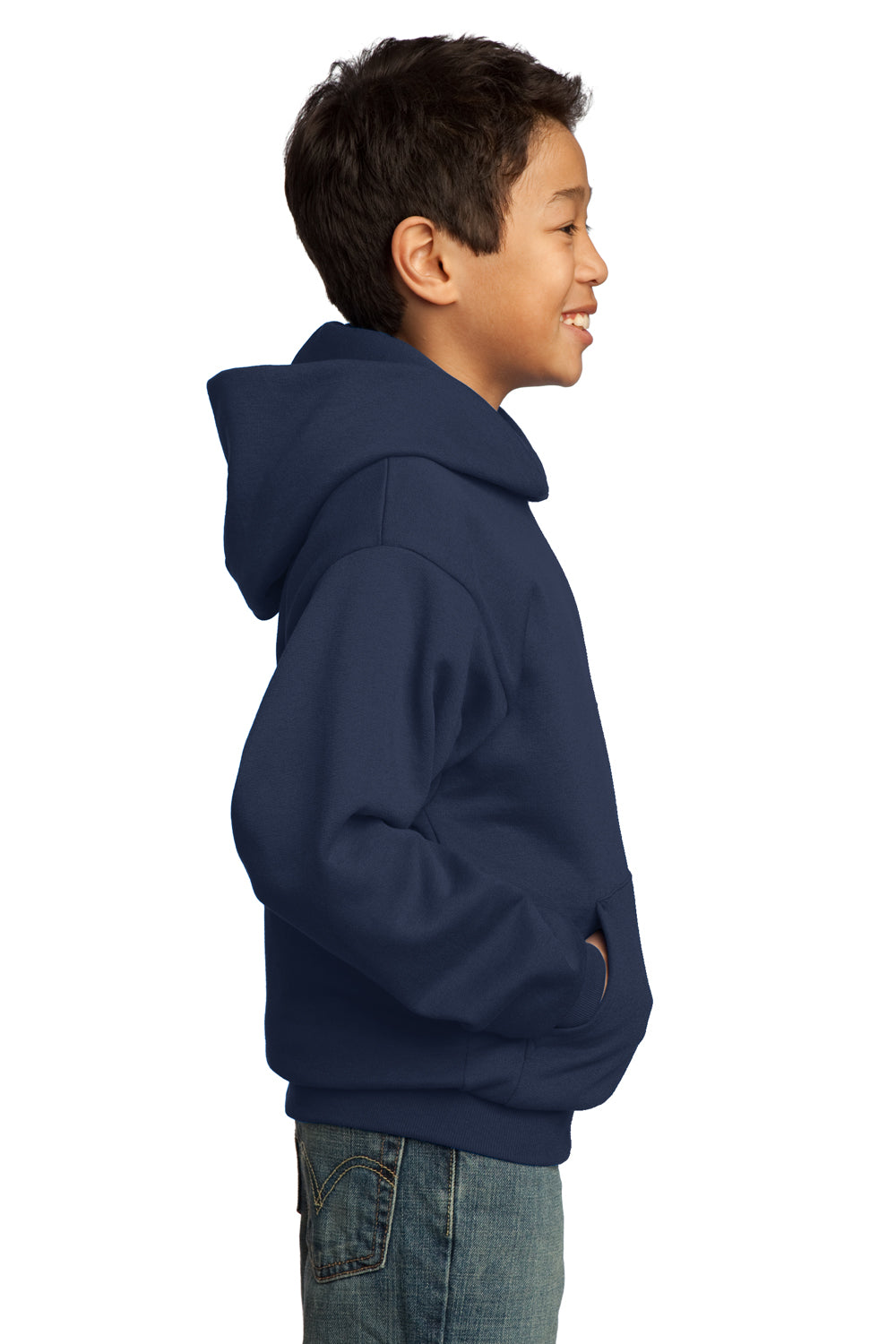 Port & Company PC90YH Youth Core Fleece Hooded Sweatshirt Hoodie Navy Blue Side
