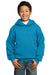 Port & Company PC90YH Youth Core Fleece Hooded Sweatshirt Hoodie Neon Blue Front