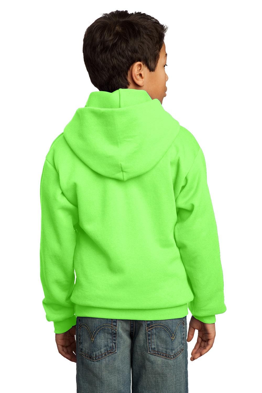 Port & Company PC90YH Youth Core Fleece Hooded Sweatshirt Hoodie Neon Green Back