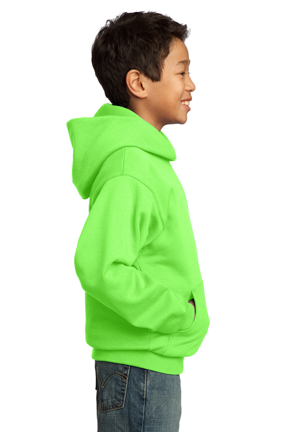 Port & Company PC90YH Youth Core Fleece Hooded Sweatshirt Hoodie Neon Green Side
