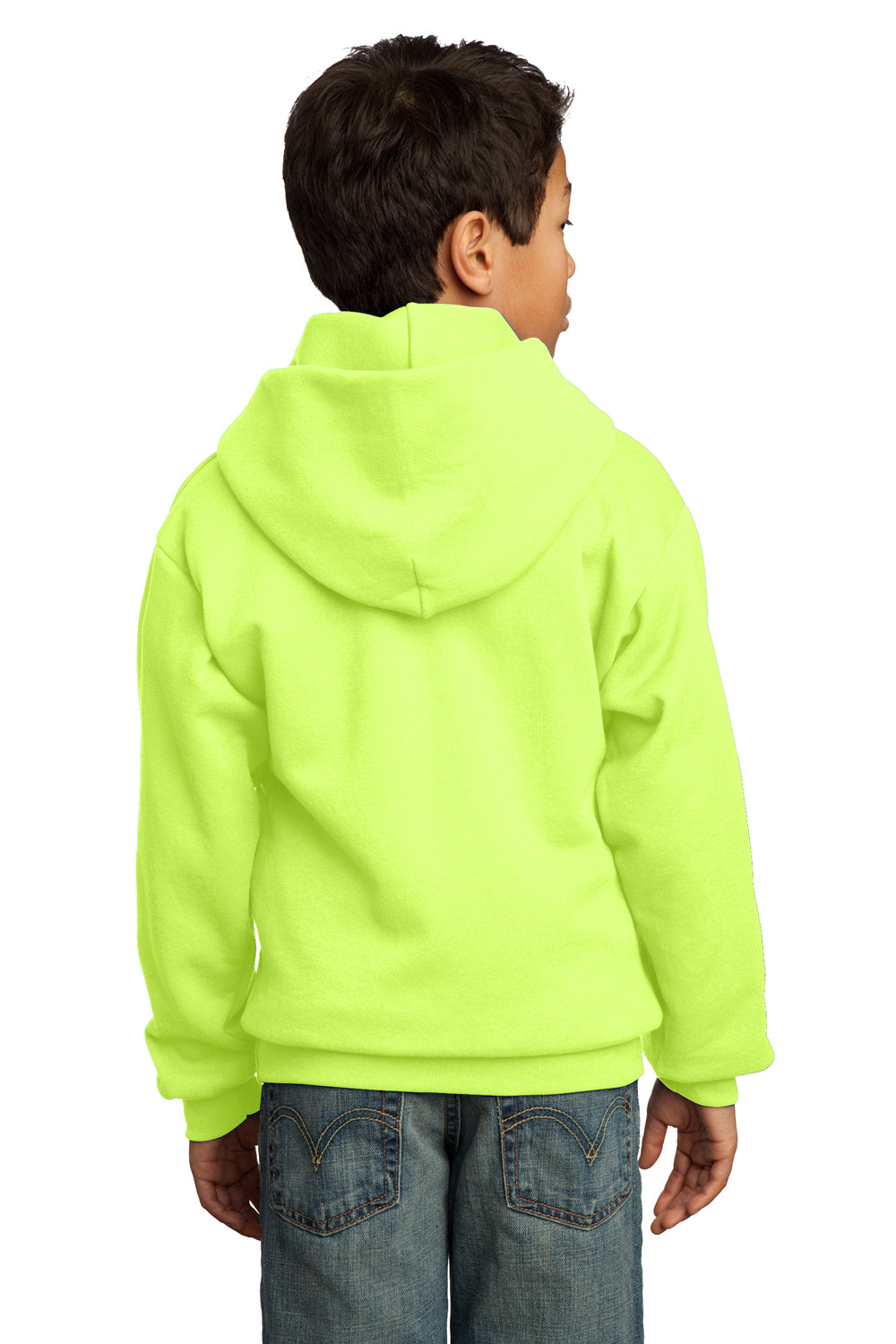 Port & Company PC90YH Youth Core Fleece Hooded Sweatshirt Hoodie Neon Yellow Back