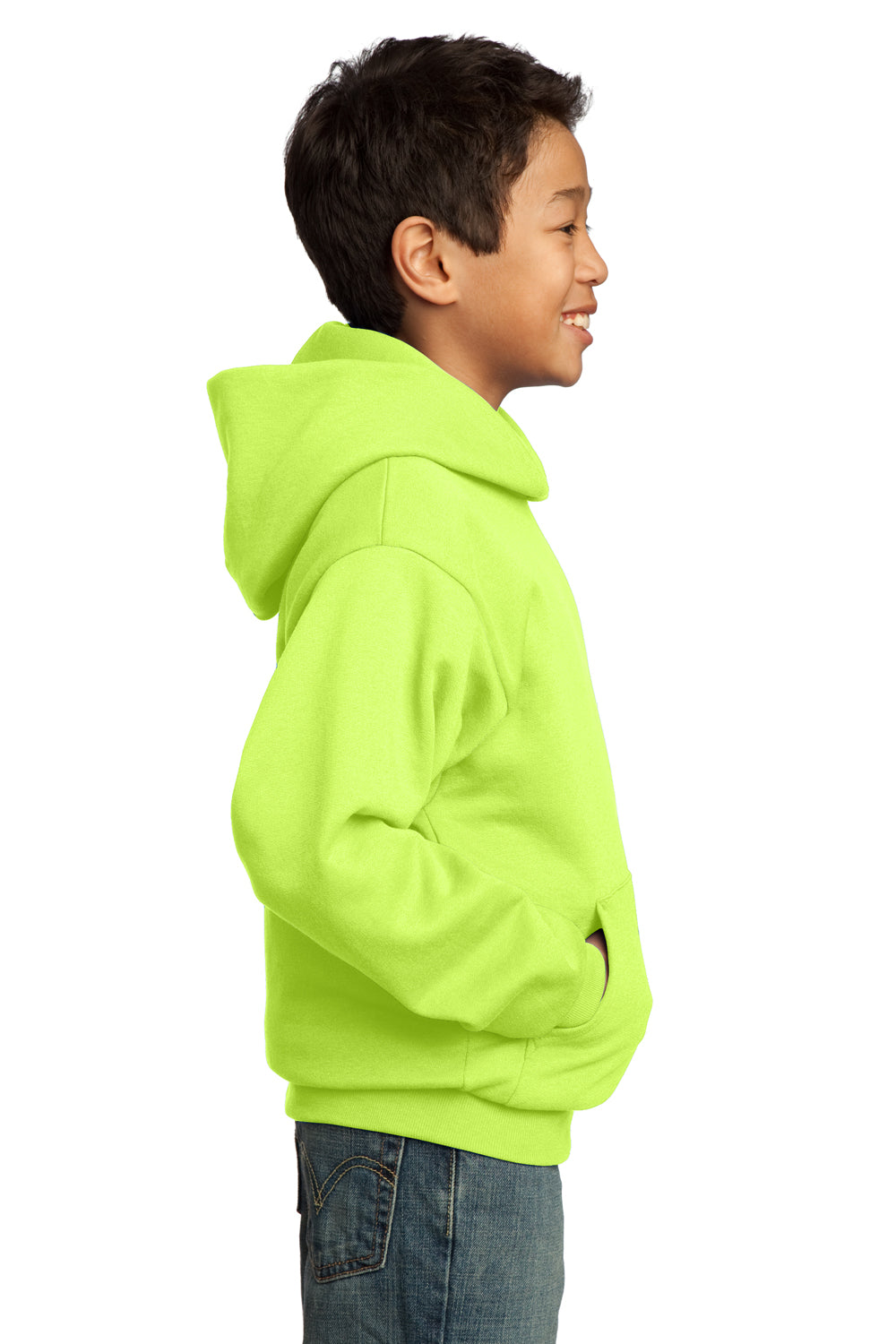 Port & Company PC90YH Youth Core Fleece Hooded Sweatshirt Hoodie Neon Yellow Side