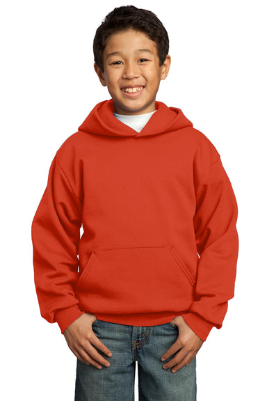 Port & Company PC90YH Youth Core Fleece Hooded Sweatshirt Hoodie Orange Front