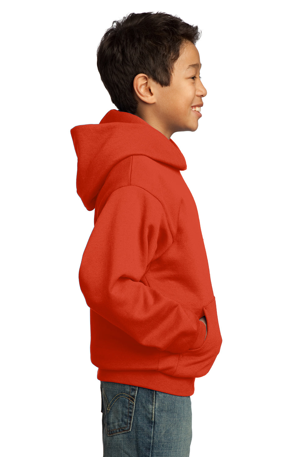 Port & Company PC90YH Youth Core Fleece Hooded Sweatshirt Hoodie Orange Side