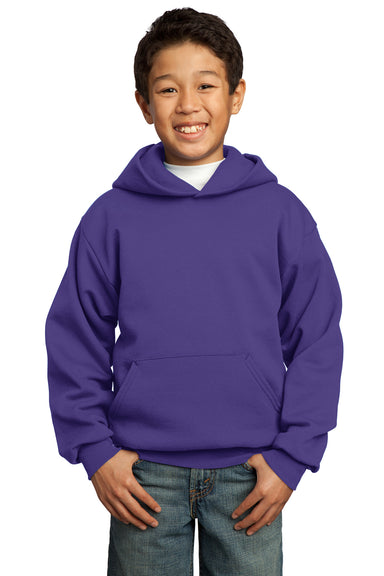 Port & Company PC90YH Youth Core Fleece Hooded Sweatshirt Hoodie Purple Front