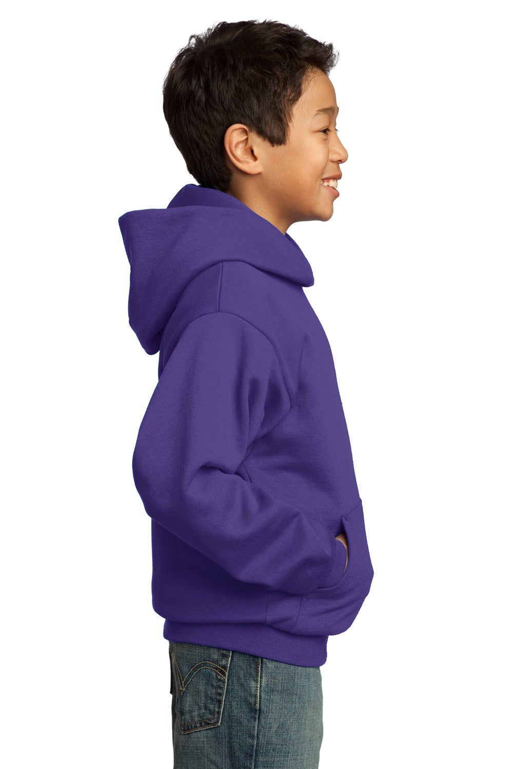 Port & Company PC90YH Youth Core Fleece Hooded Sweatshirt Hoodie Purple Side