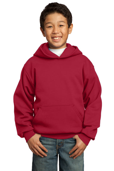 Port & Company PC90YH Youth Core Fleece Hooded Sweatshirt Hoodie Red Front
