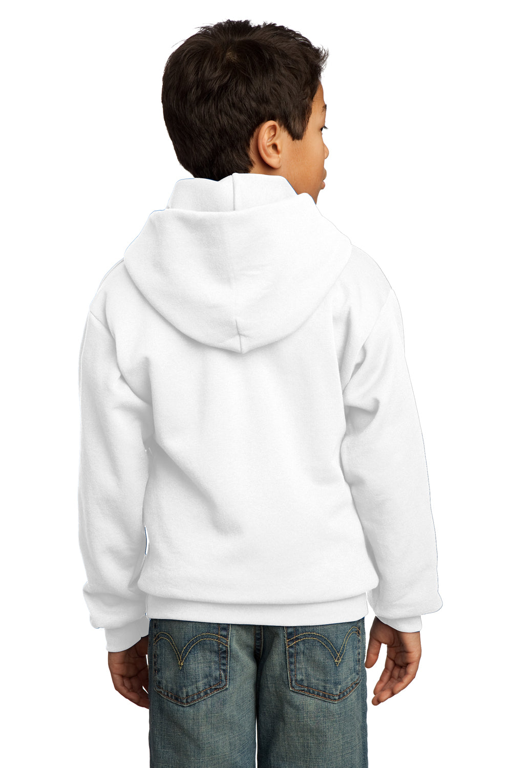 Port & Company PC90YH Youth Core Fleece Hooded Sweatshirt Hoodie White Back