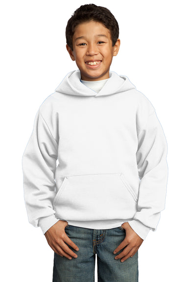 Port & Company PC90YH Youth Core Fleece Hooded Sweatshirt Hoodie White Front
