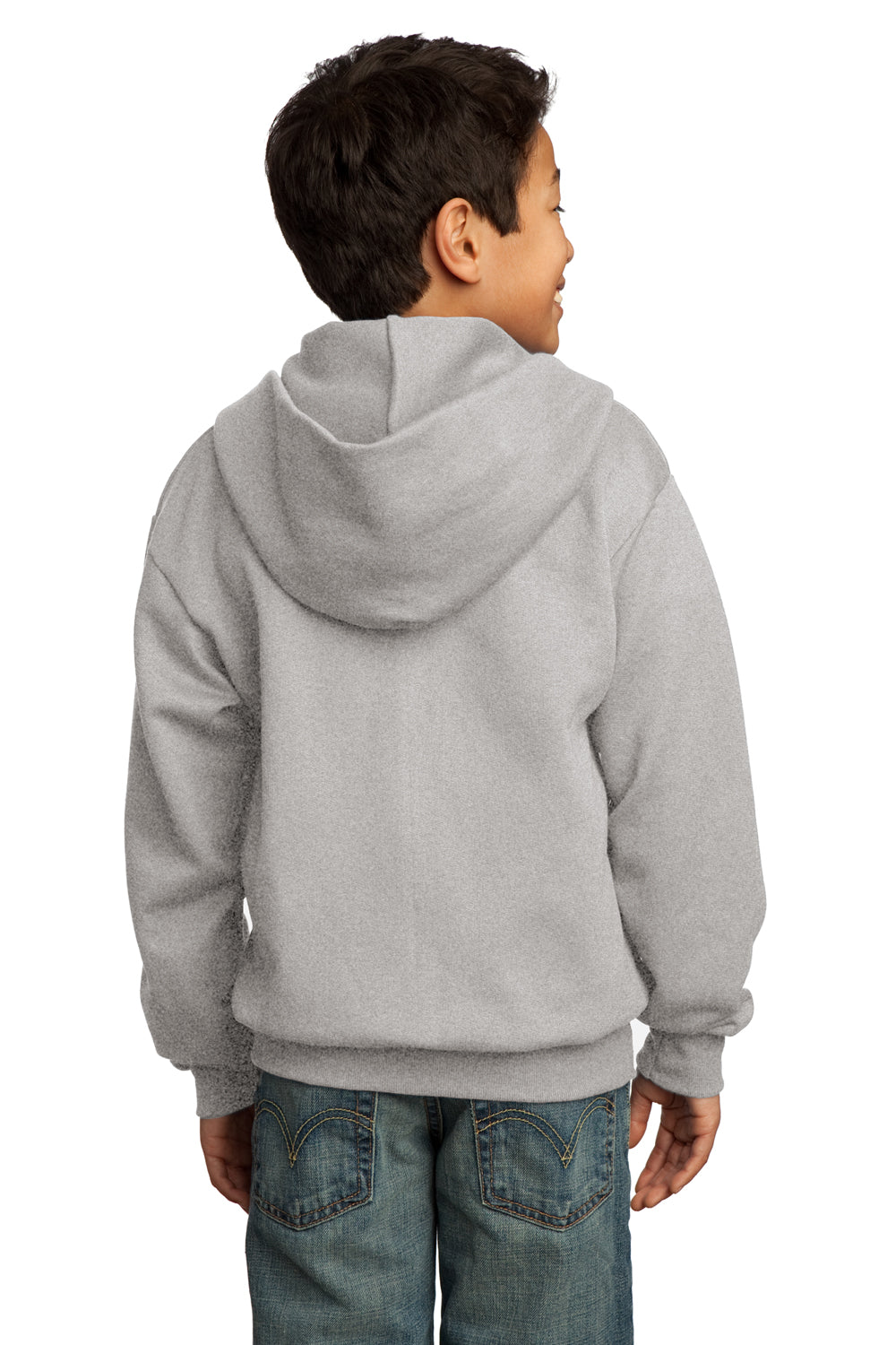 Port & Company PC90YZH Youth Core Fleece Full Zip Hooded Sweatshirt Hoodie Ash Grey Back