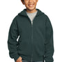 Port & Company Youth Core Pill Resistant Fleece Full Zip Hooded Sweatshirt Hoodie - Dark Green