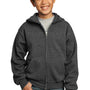 Port & Company Youth Core Pill Resistant Fleece Full Zip Hooded Sweatshirt Hoodie - Heather Dark Grey
