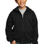 Port & Company Youth Core Pill Resistant Fleece Full Zip Hooded Sweatshirt Hoodie - Jet Black