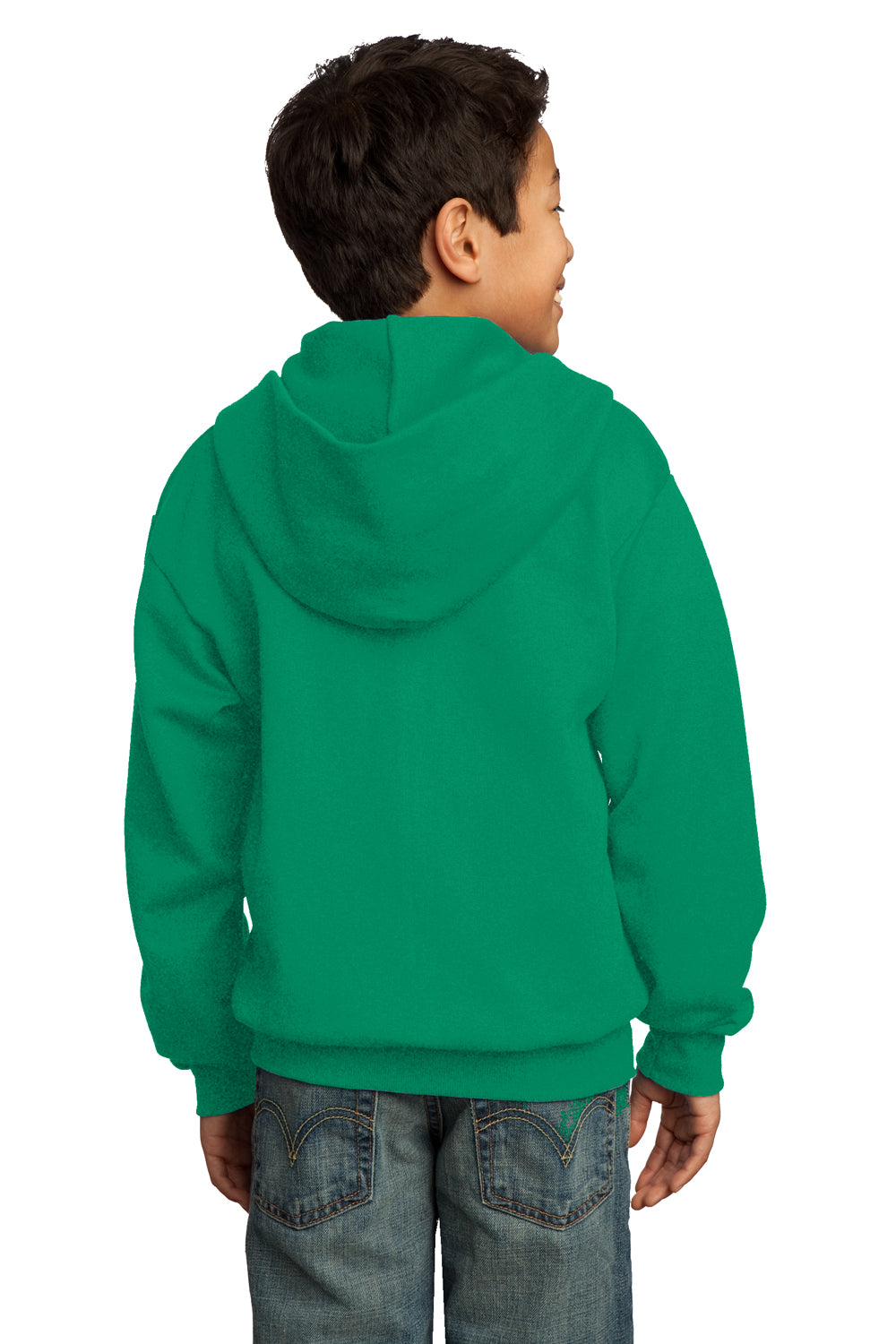 Port & Company PC90YZH Youth Core Fleece Full Zip Hooded Sweatshirt Hoodie Kelly Green Back
