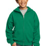 Port & Company Youth Core Pill Resistant Fleece Full Zip Hooded Sweatshirt Hoodie - Kelly Green