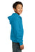 Port & Company PC90YZH Youth Core Fleece Full Zip Hooded Sweatshirt Hoodie Neon Blue Side