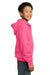 Port & Company PC90YZH Youth Core Fleece Full Zip Hooded Sweatshirt Hoodie Neon Pink Side